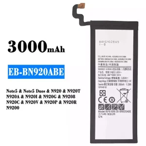 全新電池 EB-BN920ABE 適用於 Samsung note 5/Note 5 Duos