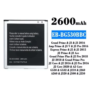 全新電池 EB-BG530BBC 適用於 Samsung J3/J3 2016/J3 V/J3 Pro 2016/J5/J5 2015/J2 Ace/J2 Pro 2018/J2 2018/J2 Core/J2 2016/J2 Pro 2016/J2 Core 2020/A2 Core
