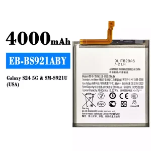 全新電池 EB-BS921ABY 適用於 Samsung Galaxy S24 5G