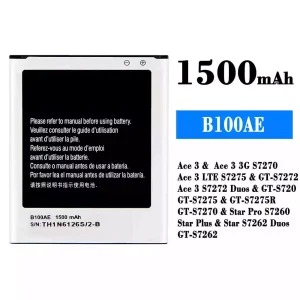 全新電池 B100AE 適用於 Samsung Ace 3