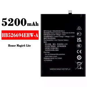 全新電池 HB526694EHW-A 適用於 HUAWEI Honor Magic 6 Lite