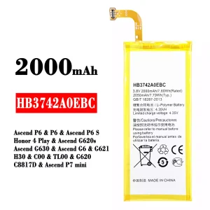 全新電池 HB3742A0EBC 適用於 HUAWEI P6 / P6 S / Honor 4 Play / G6 / P7 mini