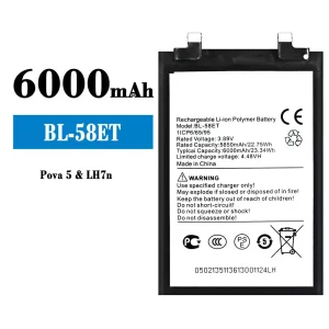 全新電池 BL-58ET 適用於 Tecno Pova 5