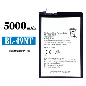 全新電池 BL-49NT 適用於 Tecno Spark GO 2023/POP 7 PRO