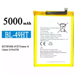 全新電池 BL-49HT 適用於 Tecno KE7 / SPARK 6 / Camon 16 /Camon 16 Pro
