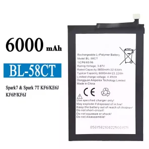 全新電池 BL-58CT 適用於 Tecno Spark7 / Spark 7T