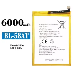 全新電池 BL-58AT 適用於 Tecno Pouvoir 3 Plus