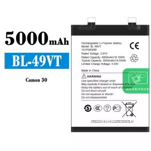 全新電池 BL-49VT 適用於 Tecno Camon 30