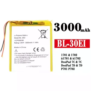 全新電池 BL-30EI 適用於 Tecno 1701 / 1702 / it1701 / it1702 / DroiPad 7C / 7C / DroiPad 7D / 7D / P701 / P702