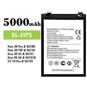 全新電池 BL-49PX 適用於 Infinix Note 30 Pro / Note 30 VIP / Zero 30 5G / Zero 30 4G / GT 10 Pro