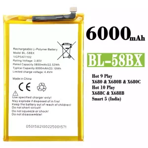 全新電池 BL-58BX 適用於 Infinix Hot 9 Play /Hot 10 Play