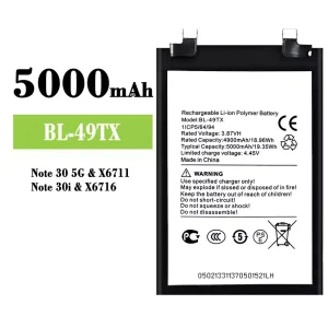 全新電池 BL-49TX 適用於 Infinix Note 30 5G / Note 30i