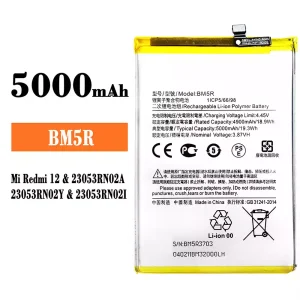 全新電池 BM5R 適用於 Xiaomi Redmi 12