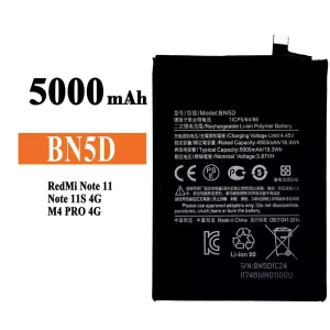 全新電池 BN5D 適用於 Xiaomi RedMi Note 11 / Note 11S 4G / M4 PRO 4G