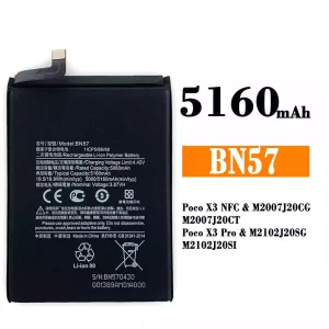 全新電池 BN57 適用於 Xiaomi Poco X3 NFC /Poco X3 Pro
