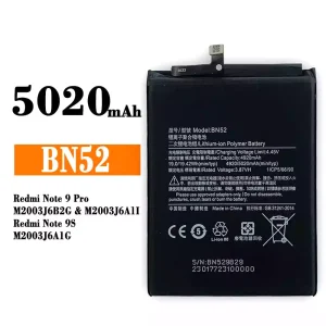 全新電池 BN52 適用於 Xiaomi Redmi Note 9 Pro / Redmi Note 9S