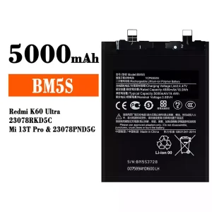 全新電池 BM5S 適用於 Xiaomi Redmi K60 Ultra / Mi 13T Pro