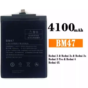 全新電池 BM47 適用於 Xiaomi Redmi 3 / Redmi 3s / Redmi 3x / Redmi 3 Pro / Redmi 4 / Redmi 4X