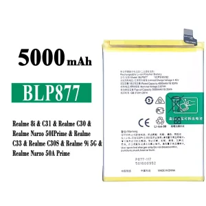 全新電池 BLP877 適用於 OPPO Realme 8i / Realme C31 / Realme C30 / Realme Narzo 50I Prime / Realme C33 / Realme C30S /  Realme 9i 5G / Realme Narzo 50A Prime