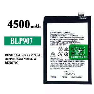 全新電池 BLP907 適用於 OPPO RENO 7Z / Reno 7Z 5G / RENO 7 4G / RENO 8 4G /OnePlus Nord N20 5G