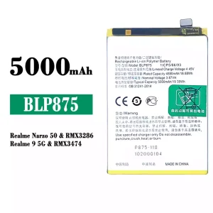 全新電池 BLP875 適用於 OPPO Realme Narzo 50 / Realme 9 5G