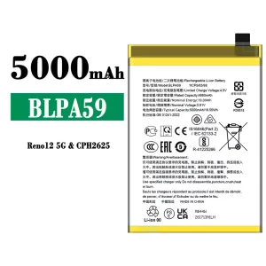 全新電池 BLPA59 適用於 OPPO Reno 12 5G