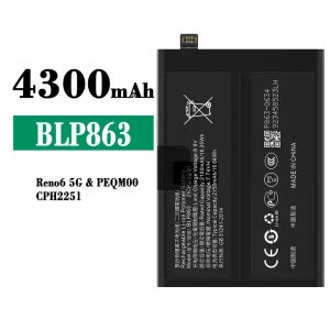 全新電池 BLP863 適用於 OPPO RENO 6 5G