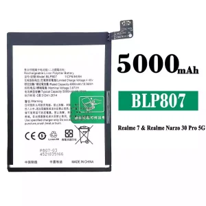 全新電池 BLP807 適用於 OPPO Realme 7/Realme Narzo 30 Pro