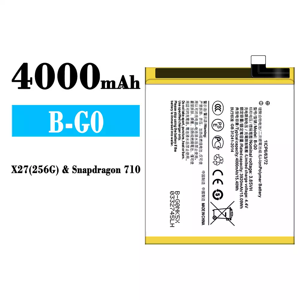 全新電池 B-G0 適用於 VIVO X27(256G)/Snapdragon 710