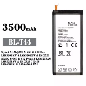 全新電池 BL-T44 適用於 LG Stylo 5 / K50 / K12 Max /Q60 / K12 Prime /LK51