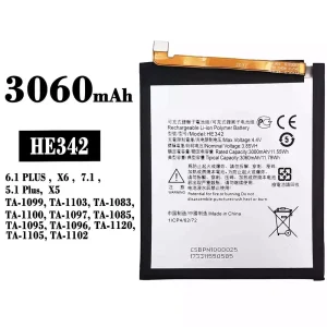 全新電池 HE342 適用於 Nokia 6.1 PLUS / 7.1 / 5.1 Plus /X5/X6