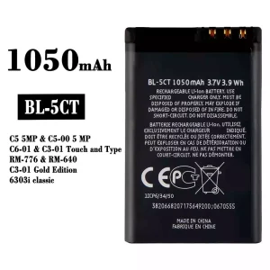 全新電池 BL-5CT 適用於 Nokia C3-01 C6-01 C5-00 / 6303 6730c