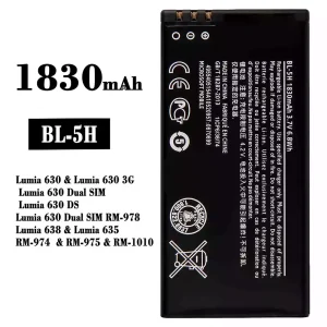 全新電池 BL-5H 適用於 Nokia Lumia 630 / Lumia 638 / Lumia 635 / RM-974 / RM-975 / RM-1010