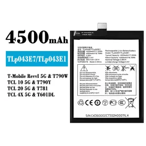 全新電池 TLP043E7/TLP043E1 適用於 Alcatel T-Mobile RevvI 5G/TCL 10 5G/TCL 20 5G/TCL 4X 5G