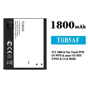 全新電池 TliB5AF 適用於 Alcatel TCL S800/One Touch 997D