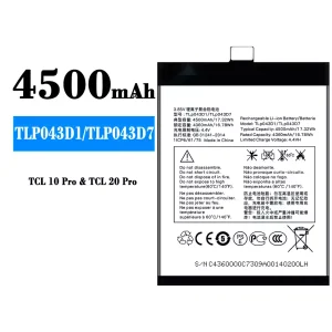 全新電池 TLP043D1/TLP043D7 適用於 Alcatel TCL 10 Plus/TCL 20 Plus/TCL 10 pro/TCL 20 pro