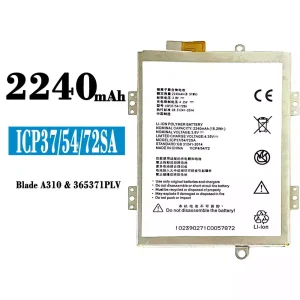 全新電池 ICP37/54/72SA 適用於 ZTE A310
