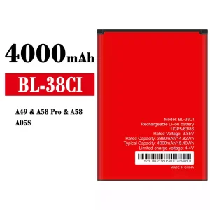 全新電池 BL-38CI 適用於 itel A49/A58 Pro/A58/A05S
